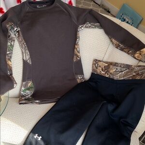 Under Armour Brown and Black Camo Set RealTree Fleece Lined WARM